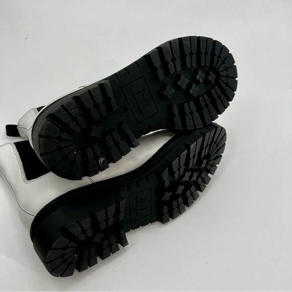 New Marc Fisher Patrick Ankle Boots Bootie Chelsea White Rubber Sole Moto 6.5 M - Picture 11 of 14